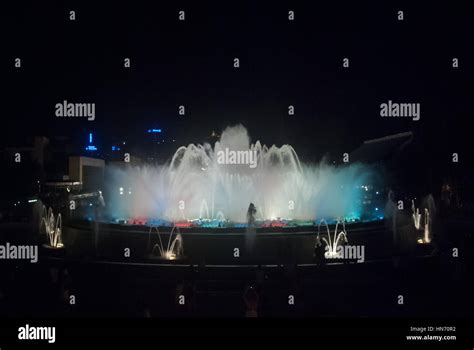 Magic Fountain of MontjuÃ¯c in the night Stock Photo - Alamy