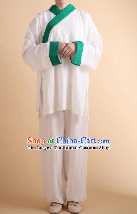 Asian Chinese Traditional Tai Chi Slant Opening Black Linen Shirt And