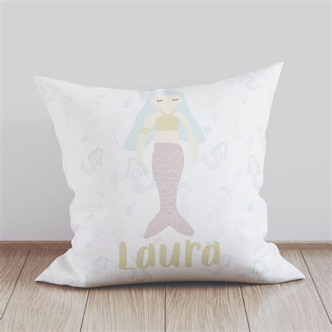 Personalized Mermaid Pillow, Mermaid Nursery, Custom Pillow Case, Gift for Her, Decorative ...