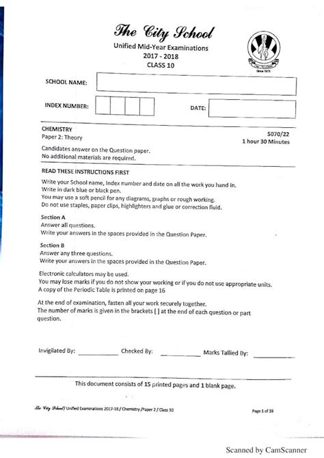 PDF Scanned By CamScanner WordPress CHEMISTRY Paper 2 Theory