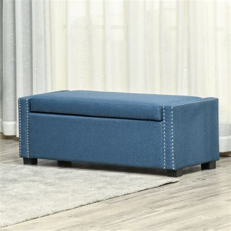 40 Nailhead Trim Upholstered Flip Top Storage Bench Fabric Ottoman