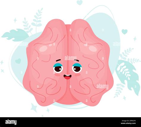 Lindo cerebro de dibujos animados Órgano humano de carácter divertido