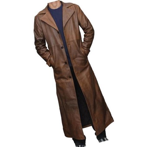 Large Brown Leather Trench Coat Tradingbasis