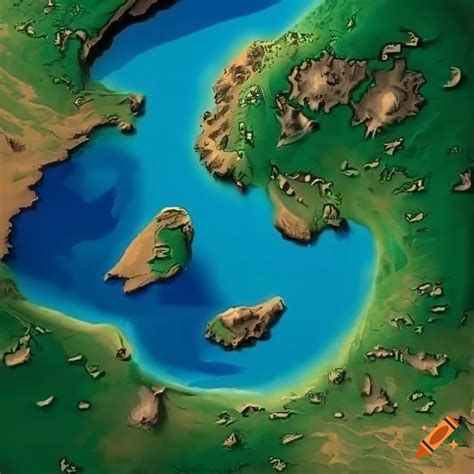 Detailed Fantasy Map Of A Continent Showing Biomes Including Tundra