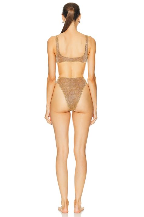 Oseree Lumière Sporty 90s Bikini Set in Toffee FWRD