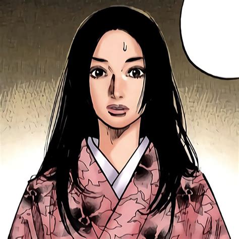 A Woman With Long Black Hair Wearing A Pink Kimono And A Thought Bubble