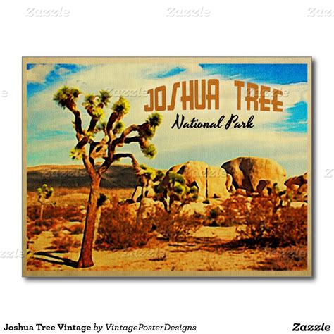 Joshua Tree Vintage Postcard Vintage National Park Posters Vintage