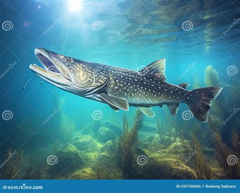 Ilustra O Do Conceito De Vida Selvagem Do Pike Esox Lucius Do Norte