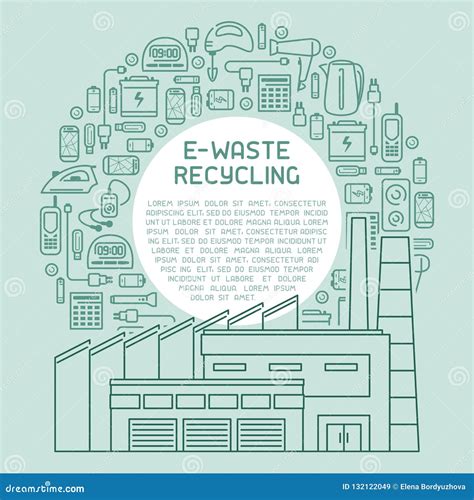 E Waste Recycling Info Poster Ready Concept Stock Vector Illustration