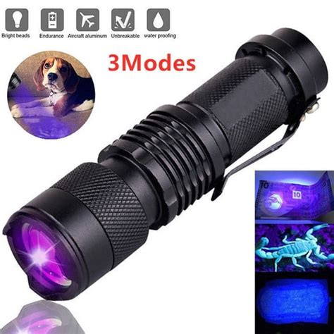 Pcs Uv Ultra Violet Led Flashlight Blacklight Light Lm