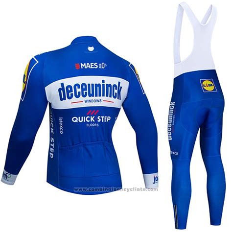 Maillot Cyclisme Deceuninck Quick Step Bleu Blanc Manches Longues