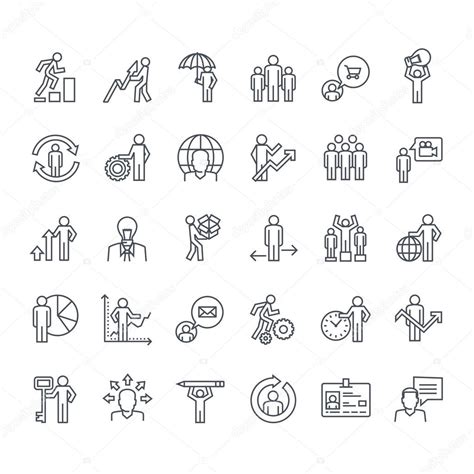 Thin Line Icons Set Icons For Business Insurance Strategy Planning