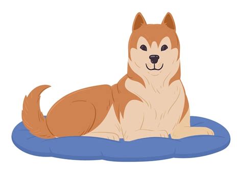 Dibujos Animados Akita Inu Se Encuentra En La Cama Del Perro Lindo