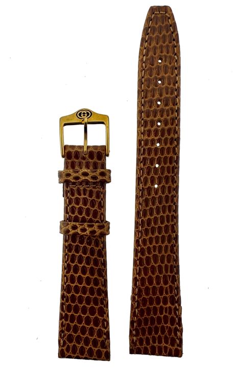 Gucci Watch Band 4200m In 19mm Tan Lizard Replacement Strap