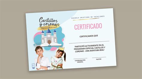 Certificado Escuela Cristiana De Vacaciones Materiales Y