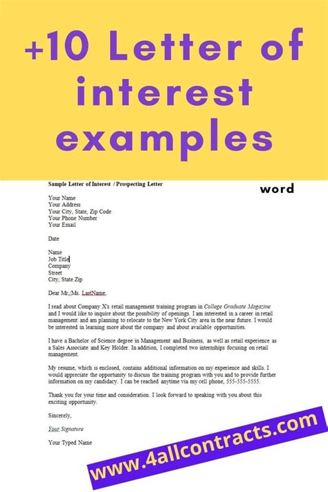 Letter Of Interest Example Word Template Artofit