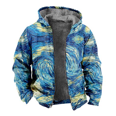 Mens Fleece Jacket Colorful Splash Graphics Full Zip Hoodie Jacket For Menwinter Warm Cozy