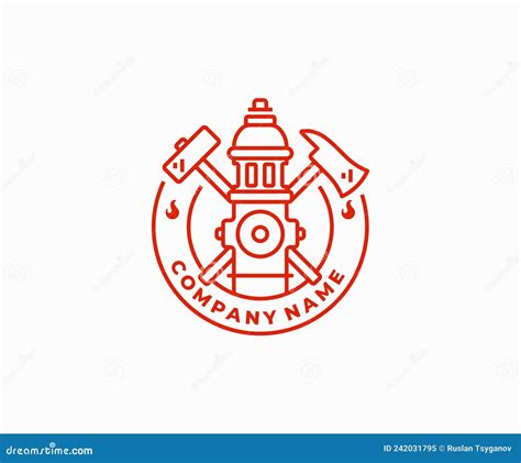 Fire Department Logo Design Fire Hydrant With Fire Axe And Sledge