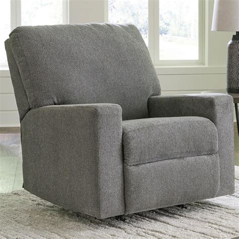 Signature Design By Ashley Deltona Manual Rocker Recliner In Graphite Nfm