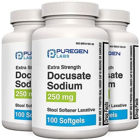 Puregen Labs Docusate Sodium Mg Stool Softener Laxative Gentle