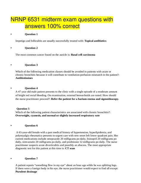 Nrnp Midterm Exam Questions With Answers Correct Exams