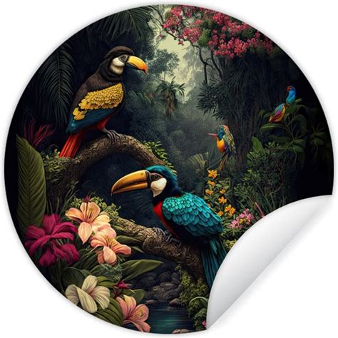 WallCircle Muurstickers Behangcirkel Bloemen Vogel Jungle