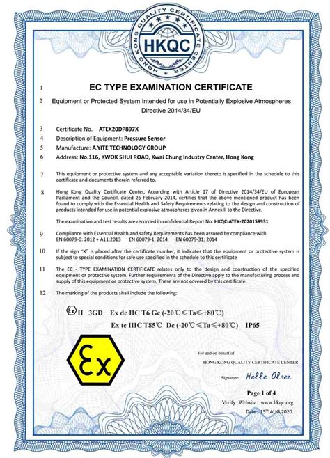 Atex Sil2 Sil3 Certificate Flame Explosion Proof