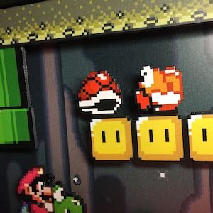 Super Mario World Shadowbox Con Mario Y Yosh Gamer Gift Para Amigo