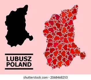 Love Mosaic Solid Map Lubusz Province Stock Vector Royalty Free