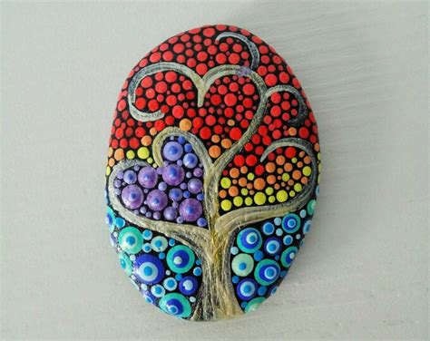 Tree Of Life Dot Art Painted Stone Painted Rock Fairy Garden Marker