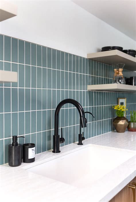 contemporary green blue kitchen tiles fireclay tile