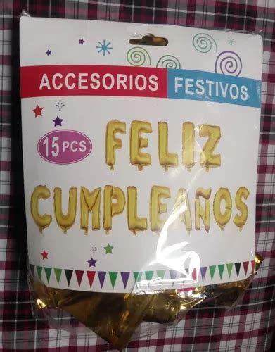 Globos De Letra Met Licos Feliz Cumplea Os Letrero Dorado Mercadolibre