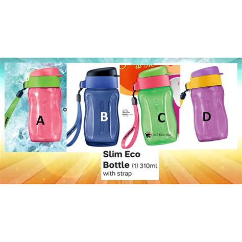 Tupperware Slim Eco Bottle Mini 310ml With Strap 1pcs New Shopee