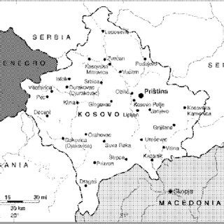 An administrative map of Kosovo and Metohija with municipalities ...