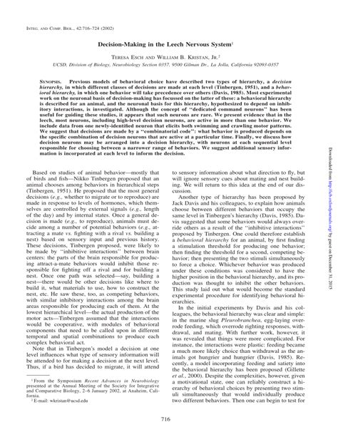 (PDF) Decision-Making in the Leech Nervous System