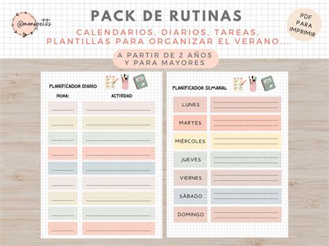 Pack Plantillas Rutinas Planificador Horario Niños Etsy España