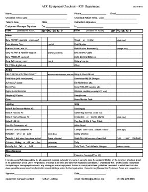 Fillable Online Austincc ACC Equipment CheckoutRTF Department Fax Email