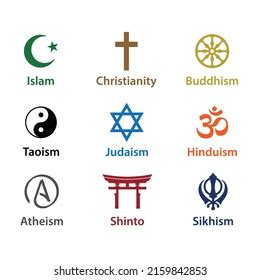 World Religion Symbols Colored Signs Major Stock Vector Royalty Free