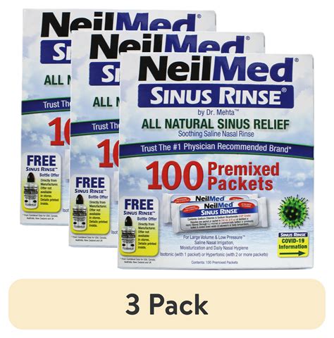 3 Pack Neilmed Soothing Saline Nasal Sinus Rinse All Natural Relief