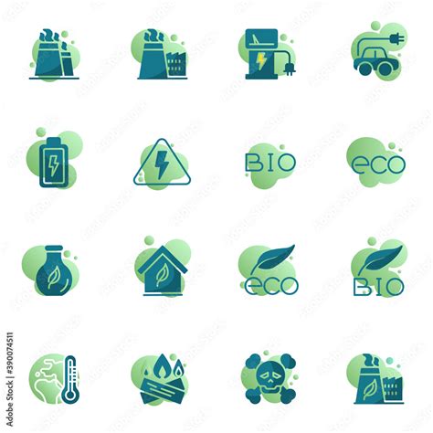 Eco And Bio Elements Collection Ecology Flat Icons Set Colorful