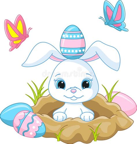 Easter Bunny Vector Illustration Of Cute Easter Bunny Peeking Out Of A