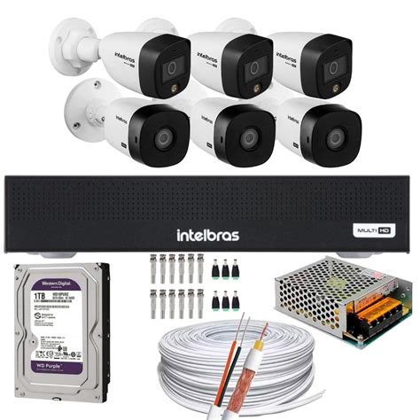 Kit 6 Câmeras Intelbras 3 Cam Full Color 3 Cam 1220b Full Hd Dvr Mhdx