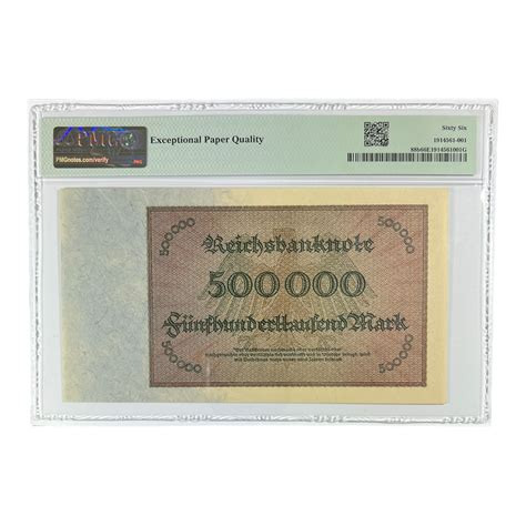 Germany 500,000 Mark 1923 PMG 67 EPQ | Hellas Numismatics