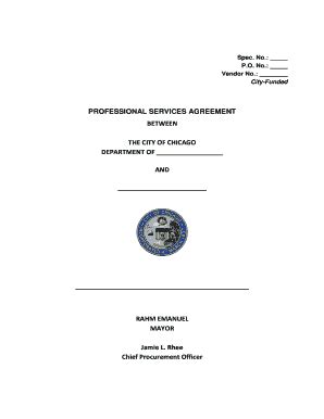 Fillable Online Cityofchicago Professional Services Agreement Doc