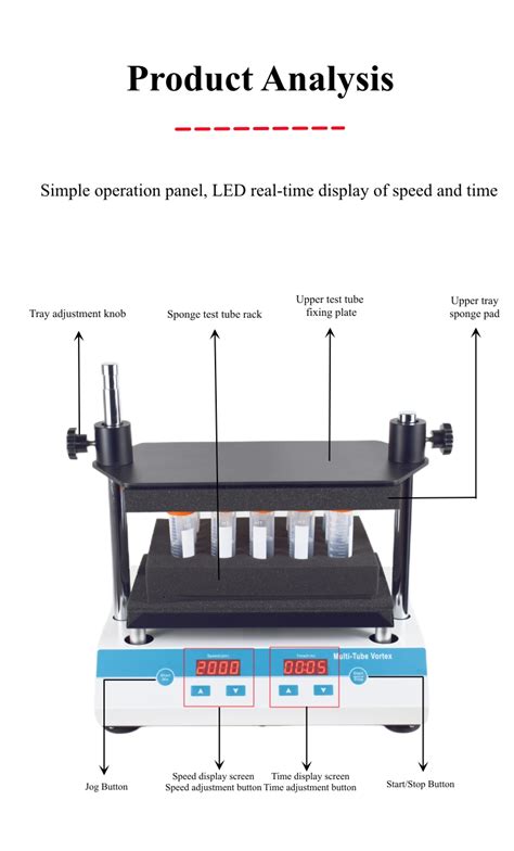 Multi Tube Vortexer With 2500 Rpm Speed LED Dsisplay Includes 5 Size