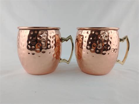 Faceted Copper Moscow Mule Mugs With Classic Handle Set Of Mojito