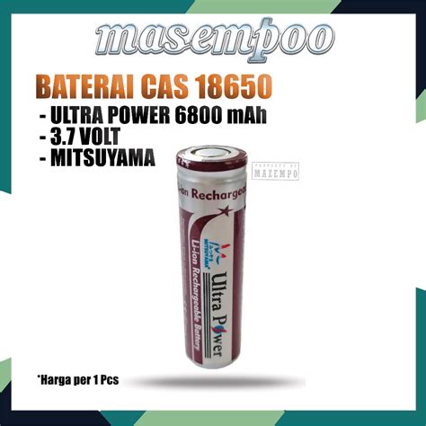 Jual Baterai Cas 18650 3 7 Volt MITSUYAMA ULTRA POWER 6800 MAh FLAT