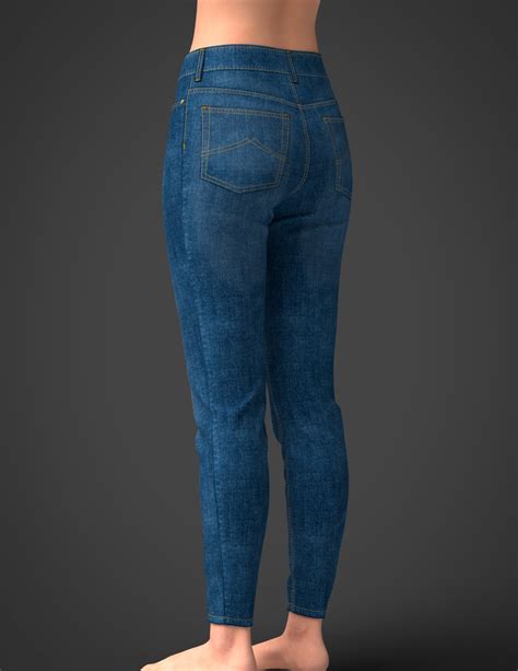 D Model Women Blue Denim Jeans Turbosquid