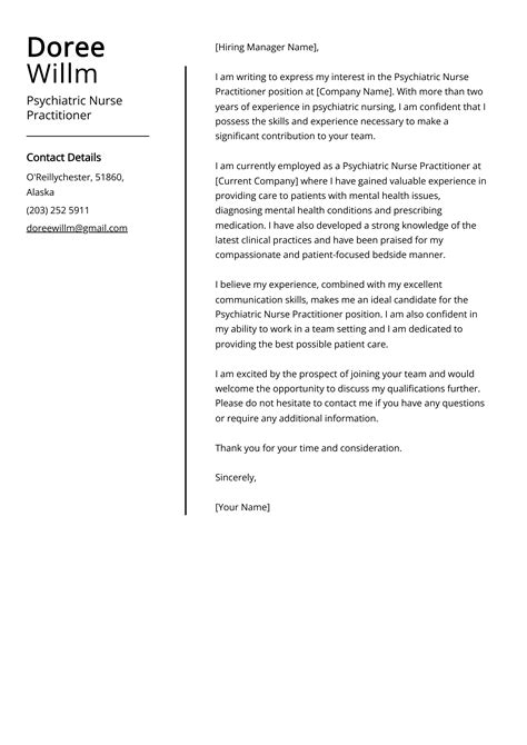 Psychiatric Nurse Practitioner Cover Letter Examples Template And 20 Tips