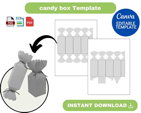 Candy Box Template, Candy Box SVG, Candy Shaped Box Svg, Party Favor Box, Candy Gift Box ...